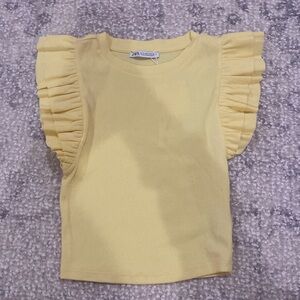 ZARA Women’s yellow ruffle tee NWT SIZE: S